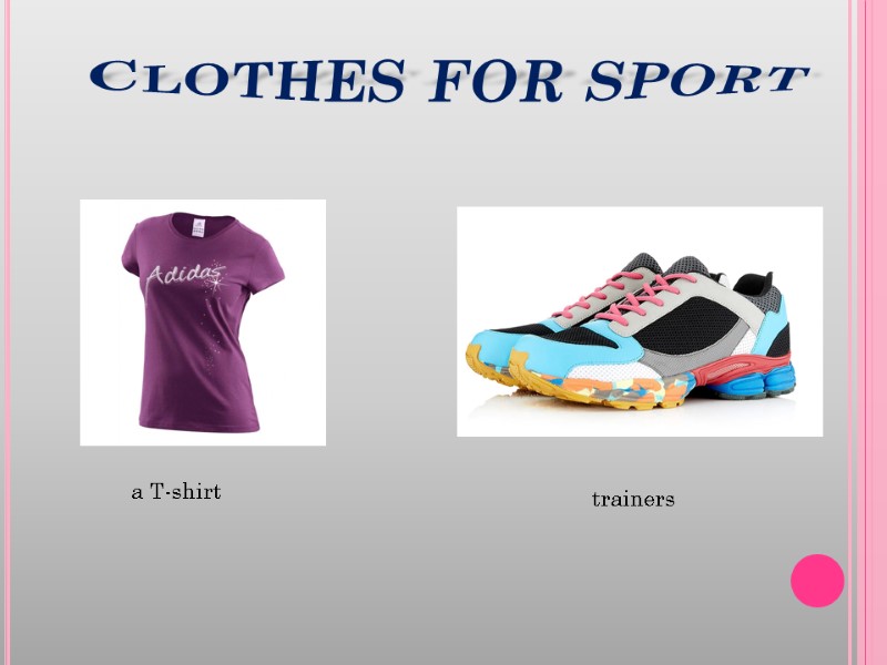Clothes for sport a T-shirt trainers a sport suit